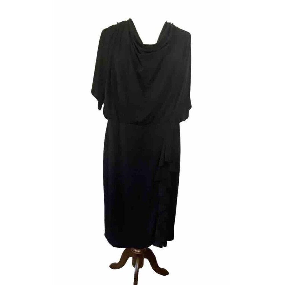Jessica Howard Women Dress Size 16W Plus Black Sleeves Stretch Back Zip Cocktail